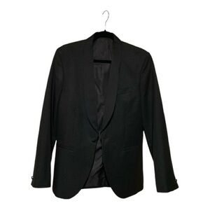 Elegant Black Satin Shall Lapel Men's Tuxedo Blazers